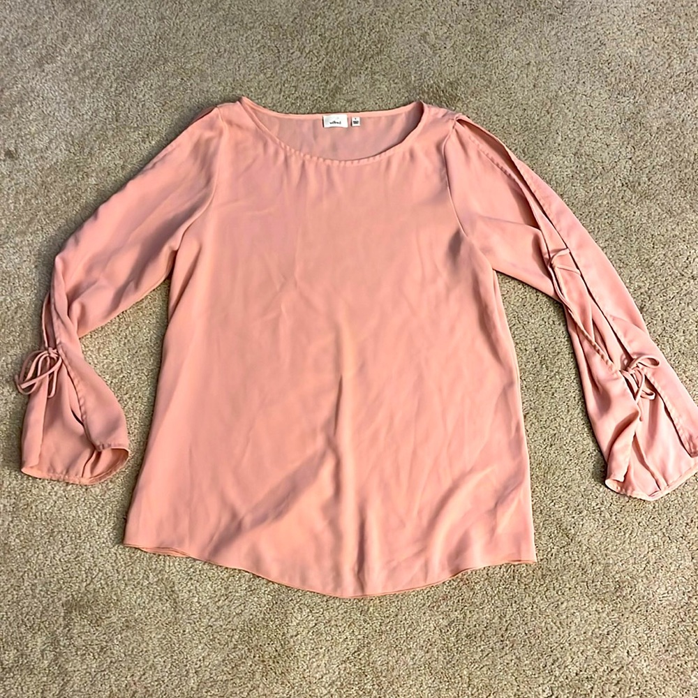 Aritzia Eilfred small dusty pink blouse w/full tie‎ up sleeves size small